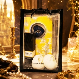 ست هدیه گردنبند مروارید عشق طبیعی همراه عطر گود گرل و باکس گل